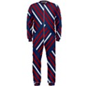 Geometric Background Stripes Red White OnePiece Jumpsuit (Men)  View1