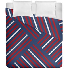 Geometric Background Stripes Red White Duvet Cover Double Side (california King Size) by Nexatart