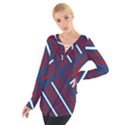 Geometric Background Stripes Red White Women s Tie Up Tee View1