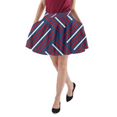 Geometric Background Stripes Red White A-line Pocket Skirt by Nexatart