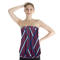 Geometric Background Stripes Red White Strapless Top by Nexatart