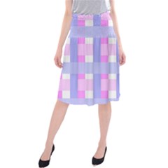 Gingham Checkered Texture Pattern Midi Beach Skirt by Nexatart