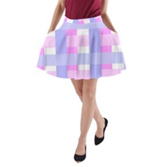 Gingham Checkered Texture Pattern A-line Pocket Skirt by Nexatart