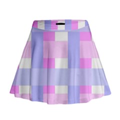 Gingham Checkered Texture Pattern Mini Flare Skirt by Nexatart