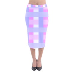 Gingham Checkered Texture Pattern Velvet Midi Pencil Skirt by Nexatart