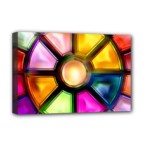 Glass Colorful Stained Glass Deluxe Canvas 18  X 12   by Nexatart