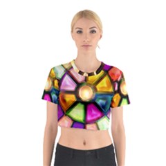 Glass Colorful Stained Glass Cotton Crop Top by Nexatart