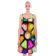 Glass Colorful Stained Glass Spaghetti Strap Velvet Dress by Nexatart