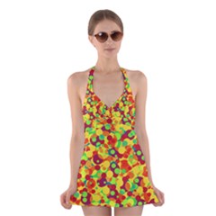 Bubbles Pattern Halter Swimsuit Dress by Valentinaart