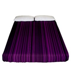 Deep Purple Lines Fitted Sheet (queen Size) by Valentinaart