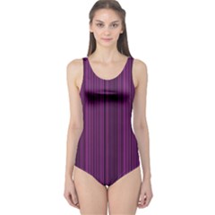 Deep Purple Lines One Piece Swimsuit by Valentinaart