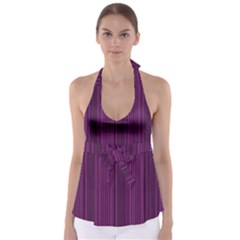 Deep Purple Lines Babydoll Tankini Top by Valentinaart