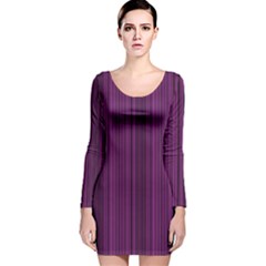 Deep Purple Lines Long Sleeve Velvet Bodycon Dress by Valentinaart