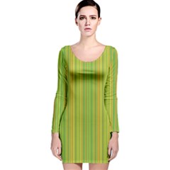 Green Lines Long Sleeve Velvet Bodycon Dress by Valentinaart