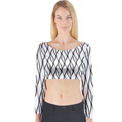 Black And White Elegant Pattern Long Sleeve Crop Top by Valentinaart