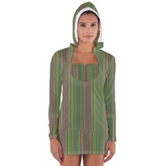 Green Lines Women s Long Sleeve Hooded T-shirt by Valentinaart