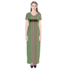 Green Lines Short Sleeve Maxi Dress by Valentinaart