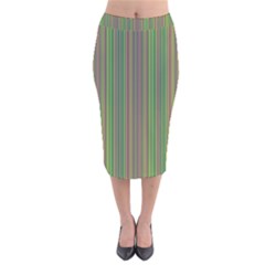 Green Lines Velvet Midi Pencil Skirt by Valentinaart