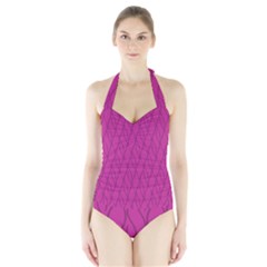 Magenta Pattern Halter Swimsuit by Valentinaart