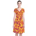 Orange roses Short Sleeve Front Wrap Dress View1