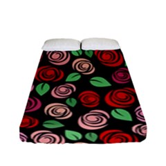 Red And Pink Roses Fitted Sheet (full/ Double Size) by Valentinaart