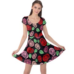 Red And Pink Roses Cap Sleeve Dresses by Valentinaart