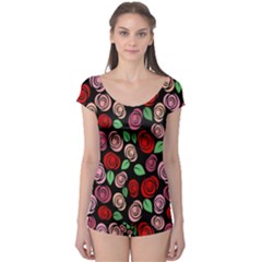 Red And Pink Roses Boyleg Leotard  by Valentinaart