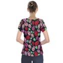 Red and pink roses Short Sleeve Front Detail Top View2