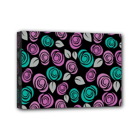 Roses Pattern Mini Canvas 7  X 5  by Valentinaart