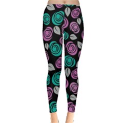 Roses Pattern Leggings  by Valentinaart