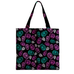 Roses Pattern Zipper Grocery Tote Bag by Valentinaart