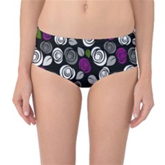 Purple Roses Pattern Mid-waist Bikini Bottoms