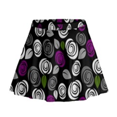 Purple Roses Pattern Mini Flare Skirt by Valentinaart