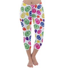 Colorful Roses Capri Winter Leggings 