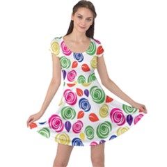 Colorful Roses Cap Sleeve Dresses by Valentinaart