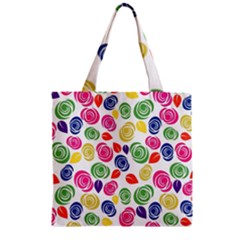 Colorful Roses Zipper Grocery Tote Bag by Valentinaart