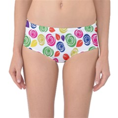 Colorful Roses Mid-waist Bikini Bottoms by Valentinaart