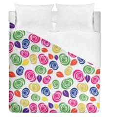 Colorful Roses Duvet Cover (queen Size) by Valentinaart