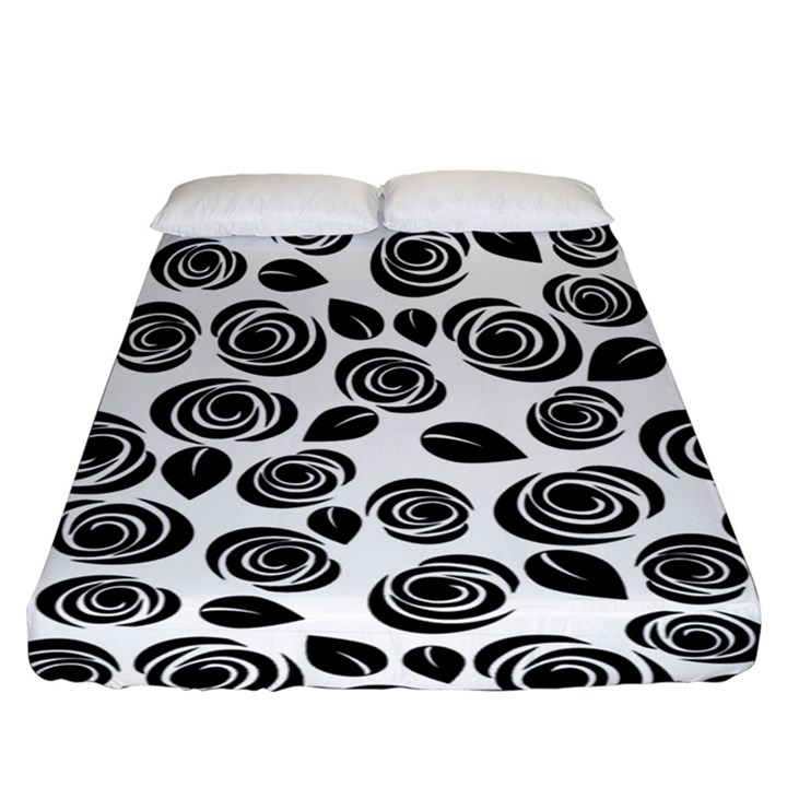 Black roses pattern Fitted Sheet (King Size)