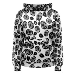 Black Roses Pattern Women s Pullover Hoodie by Valentinaart