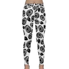 Black Roses Pattern Classic Yoga Leggings by Valentinaart