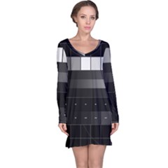 Grayscale Test Pattern Long Sleeve Nightdress by Nexatart