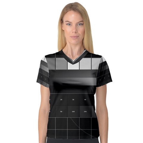 Grayscale Test Pattern Women s V-neck Sport Mesh Tee by Nexatart