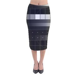 Grayscale Test Pattern Velvet Midi Pencil Skirt by Nexatart