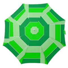 Green Shades Geometric Quad Straight Umbrellas by Nexatart