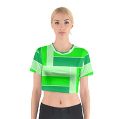 Green Shades Geometric Quad Cotton Crop Top by Nexatart