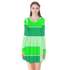 Green Shades Geometric Quad Flare Dress by Nexatart