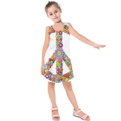 Groovy Flower Clip Art Kids  Sleeveless Dress by Nexatart