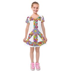 Groovy Flower Clip Art Kids  Short Sleeve Velvet Dress by Nexatart