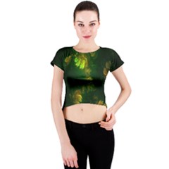 Light Fractal Plants Crew Neck Crop Top by Nexatart